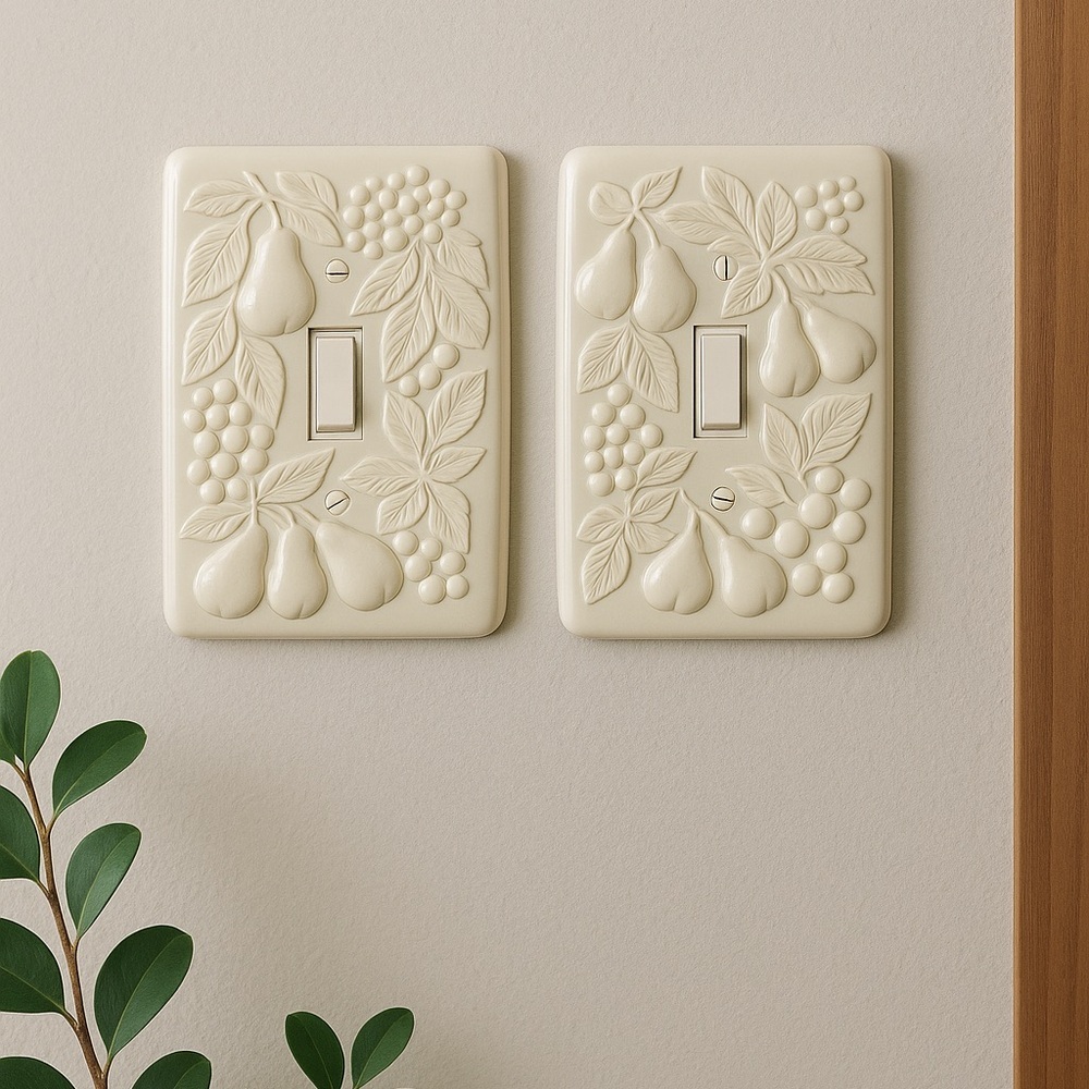 Amerelle Ceramic Light Switch Plates Tuscan Vineyard Design Set of 2